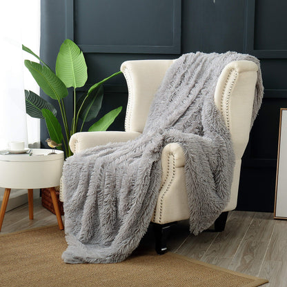 Reafort Oversized Faux Fur Throw Blanket, Grey