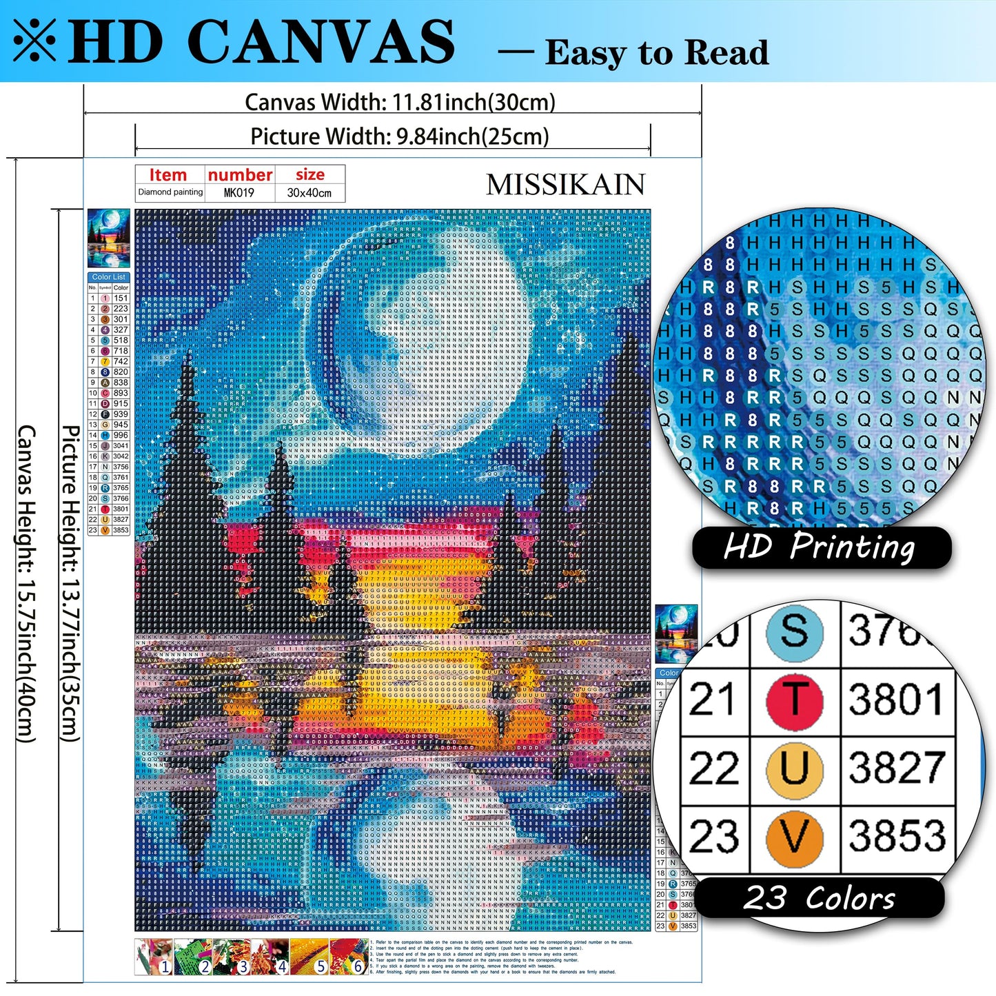 MISSIKAIN 5D Diamond Painting Art Kits for Adults Moon Reflection, DIY Abstract Landscape Diamond Painting Arts Crafts for Home Decor Gift, Paint with Diamonds by Numbers for Beginners, 12x16 Inch