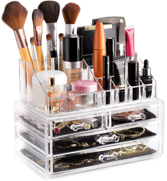 Masirs 16-Compartment Makeup Organizer with Drawers