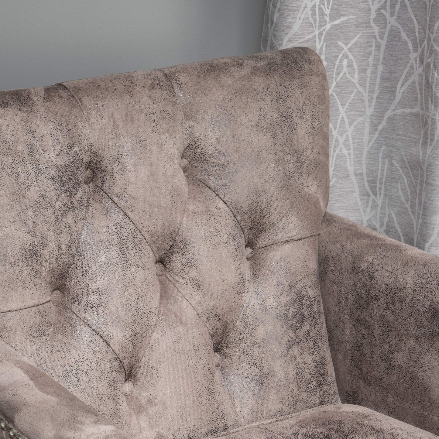 Tufted Club Chair with Nailhead Accents