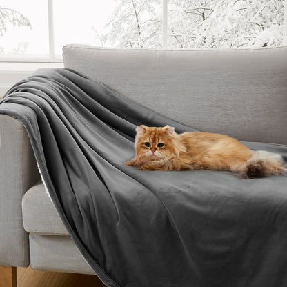 UGG 23858 Bliss Luxurious Oversized All Season Soft Plush Hypoallergenic Flannel Fleece Blanket Double Sided Machine Washable Decorative Accent Throw for Comfort and Warmth, 70 x 50-Inch, Charcoal