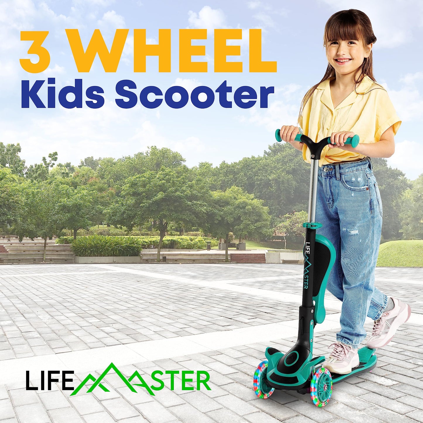 Kids 3-Wheel Kick Scooter with LED Lights