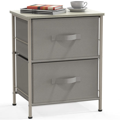 Simple Houseware Nightstands Dresser for Bedroom 2-Tier Organizer Drawer Storage Tower, Grey