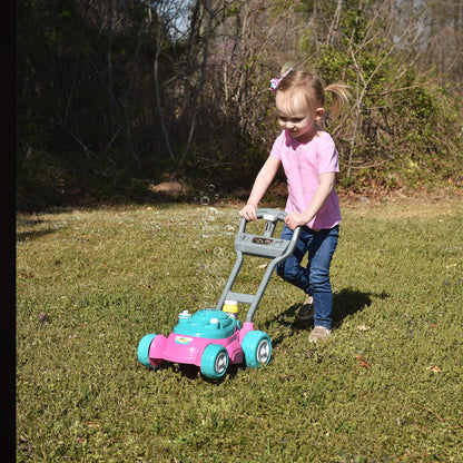 Sunny Days Entertainment Bubble-N-Go Toy Lawn Mower with Refill Solution | Pink Bubble Blowing Toy - Maxx Bubbles