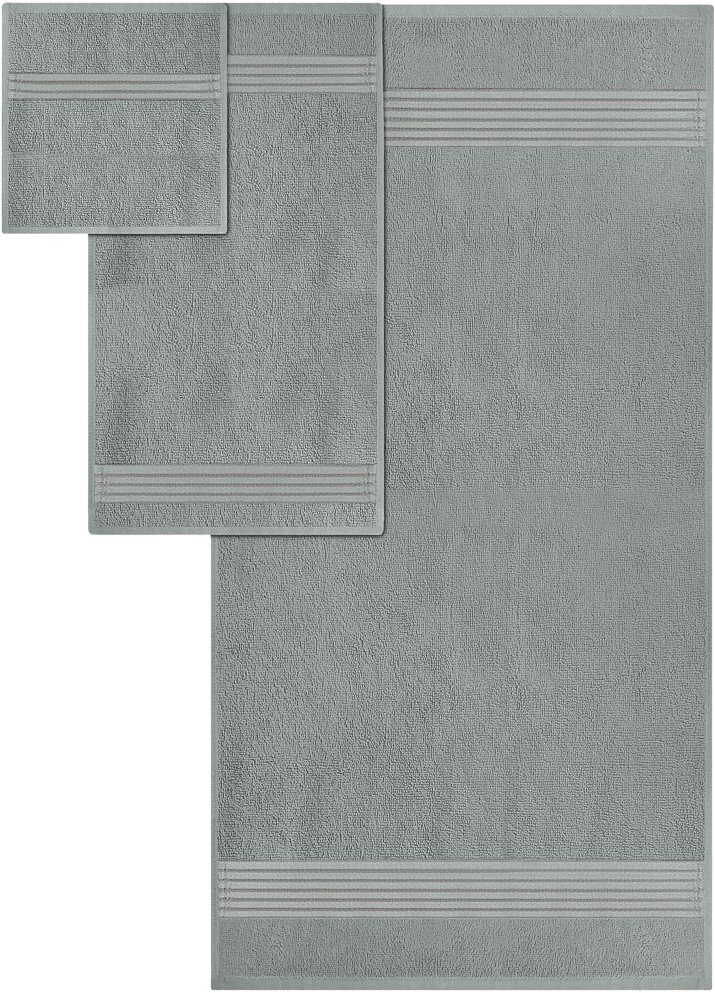 Utopia Towels 8-Piece Premium Towel Set, 2 Bath Towels, 2 Hand Towels, and 4 Wash Cloths, 100% Ring Spun Cotton Highly Absorbent Towels for Bathroom, Sports, and Hotel (Cool Grey)