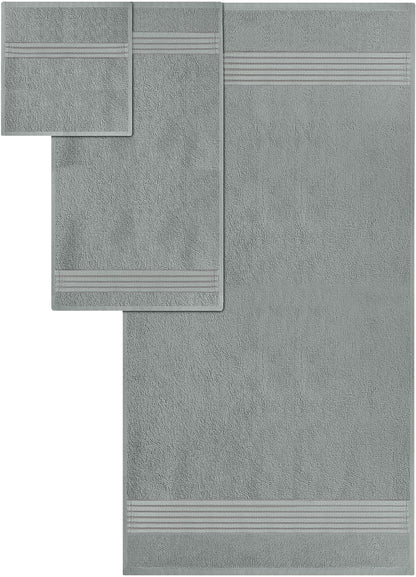 Utopia Towels 8-Piece Premium Towel Set, 2 Bath Towels, 2 Hand Towels, and 4 Wash Cloths, 100% Ring Spun Cotton Highly Absorbent Towels for Bathroom, Sports, and Hotel (Cool Grey)