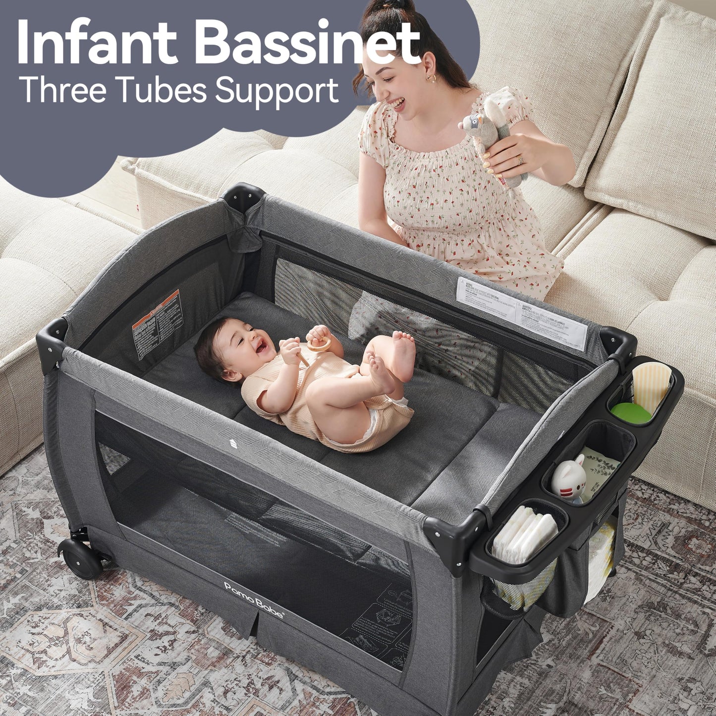 Pamo Babe Portable Playpen with Mattress and Changing Table