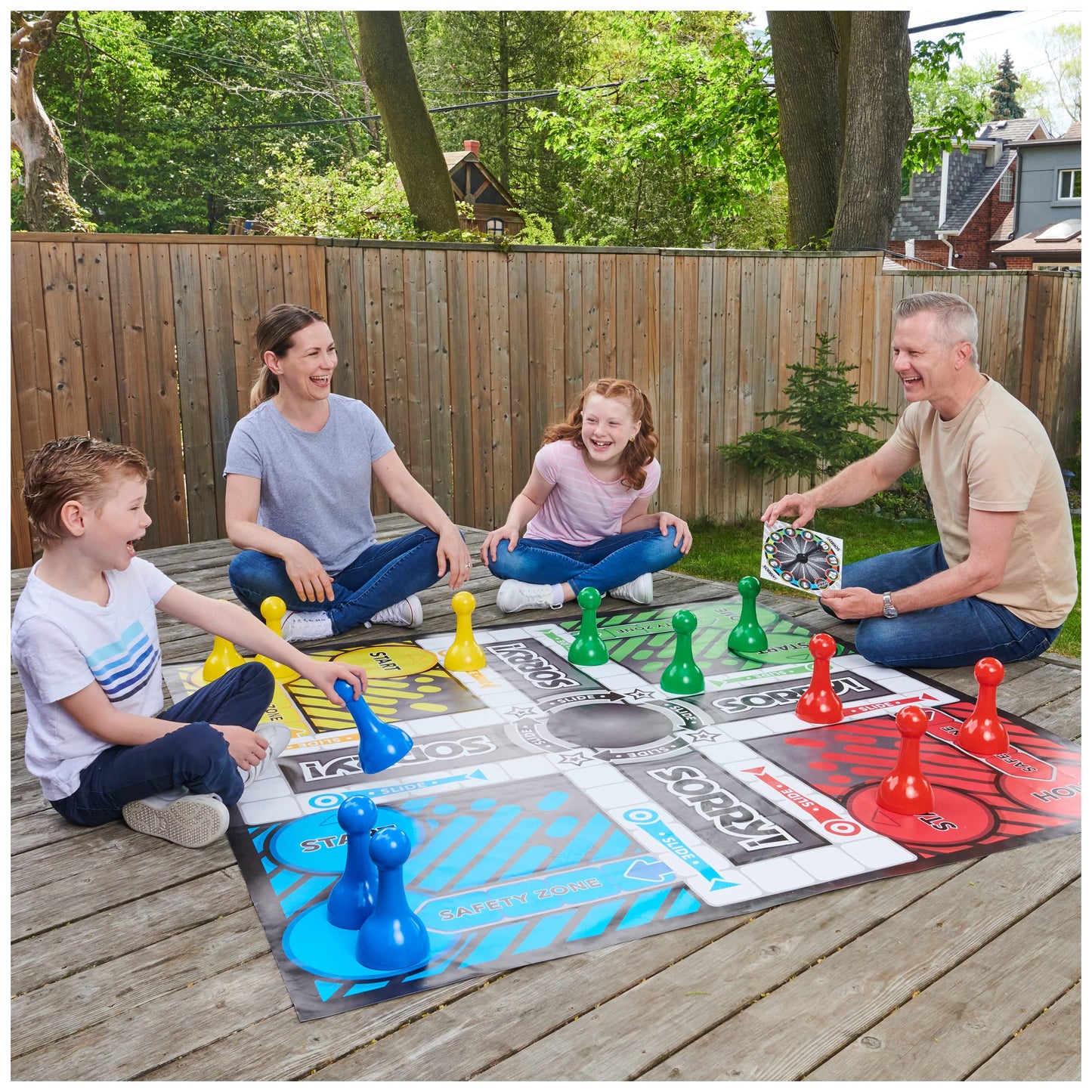 Giant Sorry Classic Family Board Game Indoor Outdoor Retro Party Activity Summer Toy with Oversized Gameboard, for Adults and Kids Ages 6 and up