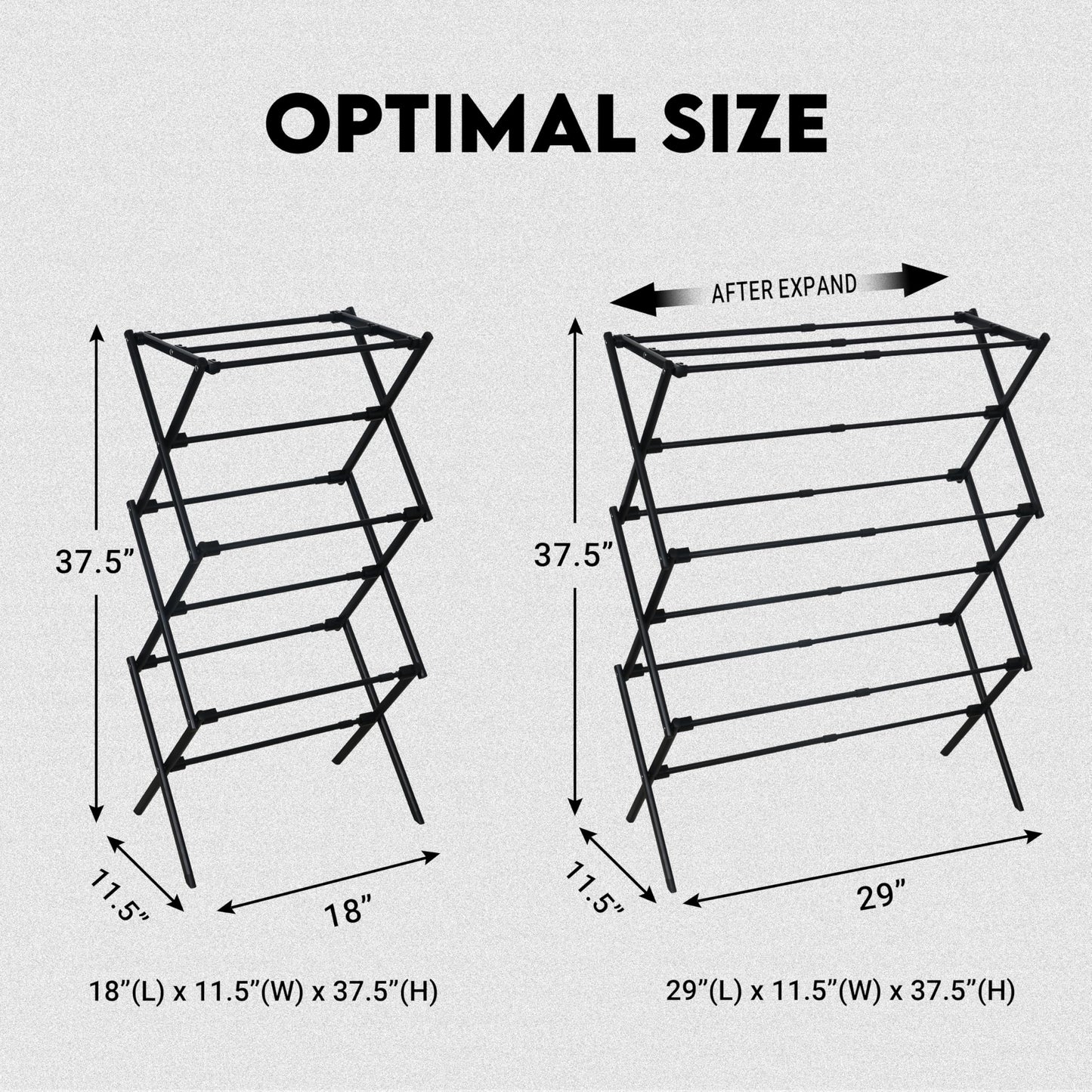 ZOES HOMEWARE Clothes Drying Rack | Foldable Drying Rack Clothing for Laundry | Small Collapsible Portable Dryers for Laundry | Use for Indoor & Outdoor | Black 37.5"x29"x12"