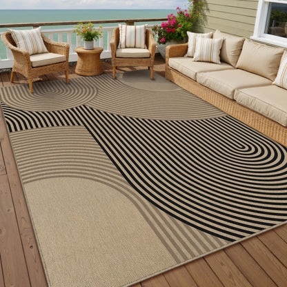 PureCozy Modern Rainbow Easy Jute Rug 6x9 Large Living Room Carpet Washable Outdoor Patio Dining Room Rug Contemporary Farmhouse Non Slip Indoor Outdoor Carpet for Backyard Deck Office Decor
