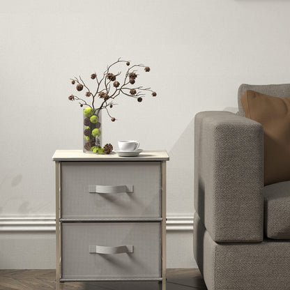 Simple Houseware Nightstands Dresser for Bedroom 2-Tier Organizer Drawer Storage Tower, Grey