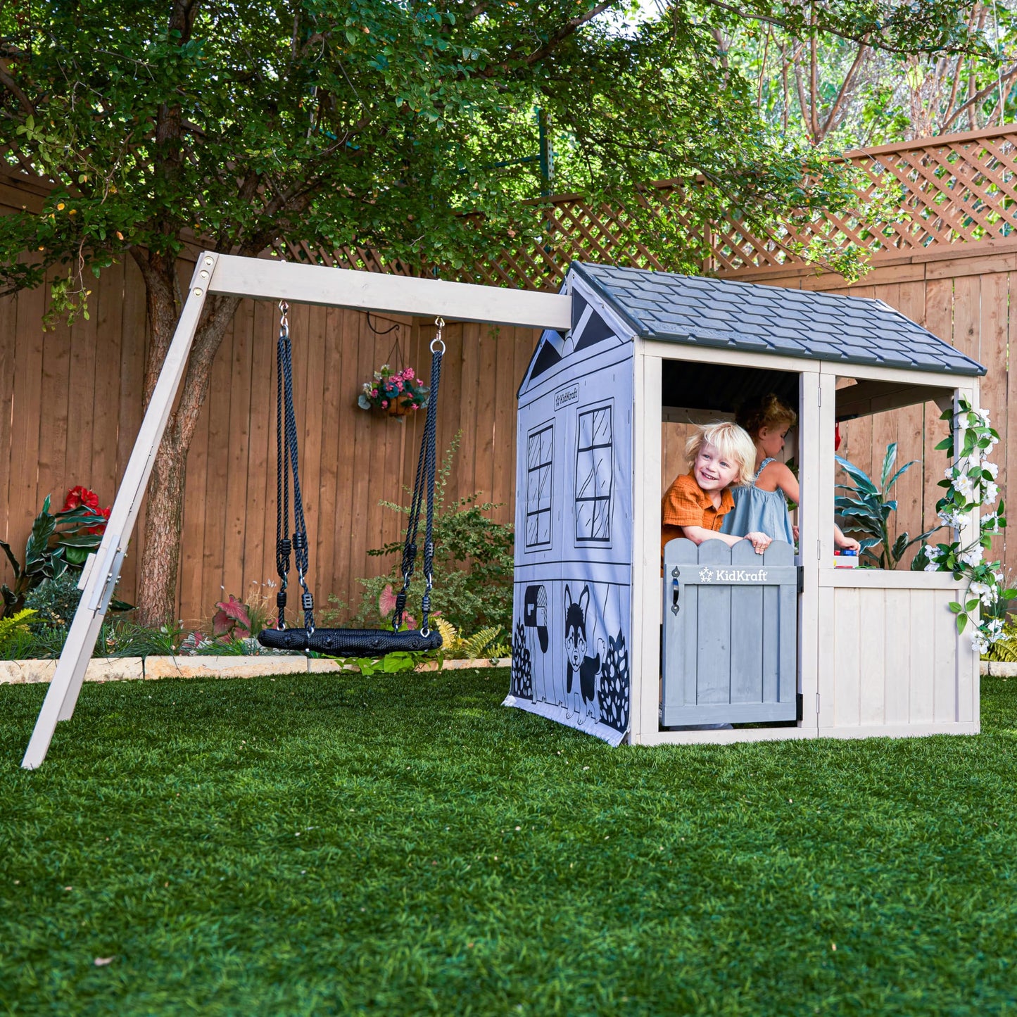 KidKraft Savannah Swing Wooden Playhouse with Kitchen