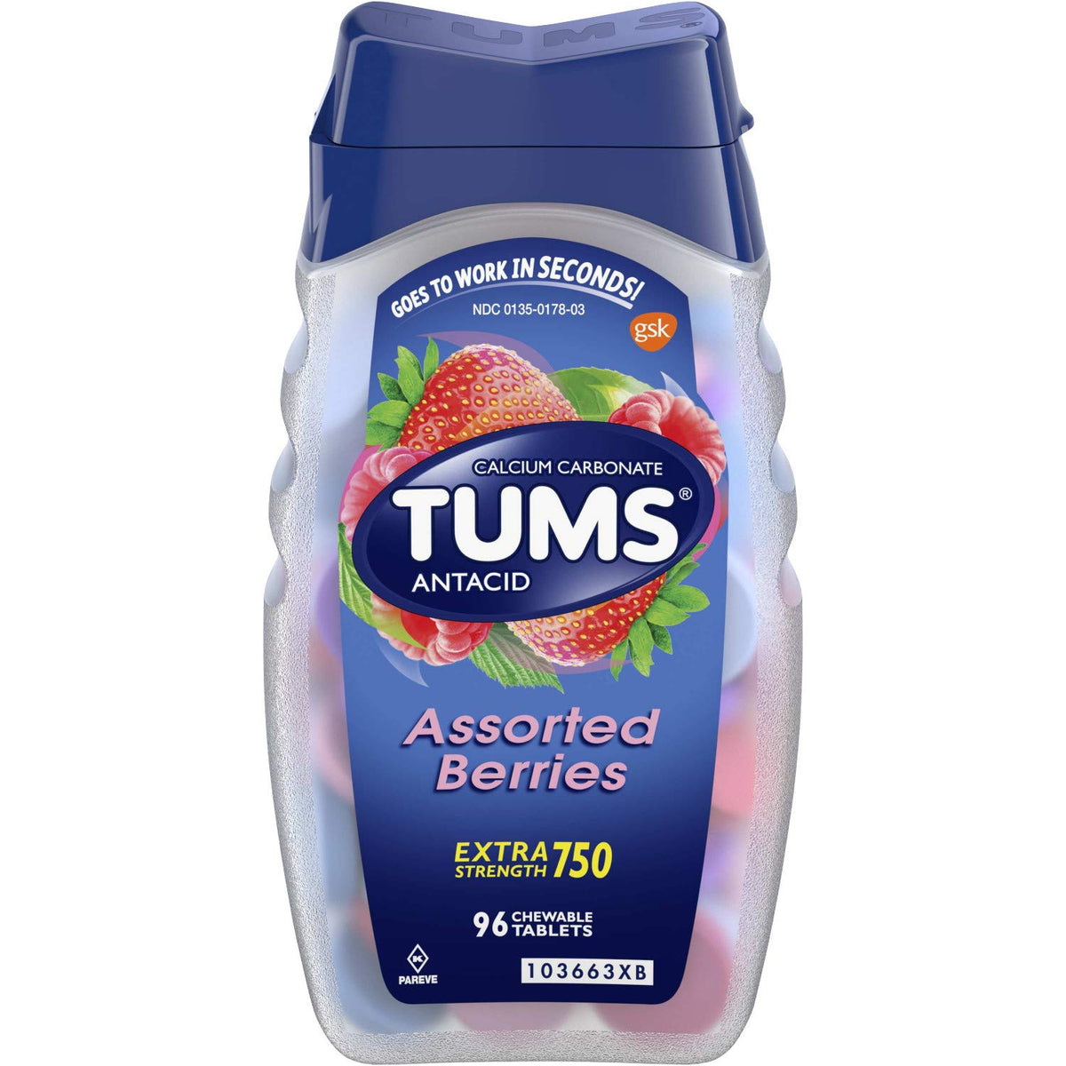 4 Pack TUMS Extra Strength Antacid Chewable Tablets (Kosher Pareve)