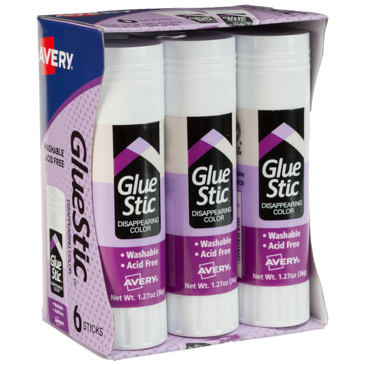 6 Pack Avery Washable Glue Sticks 1.27oz