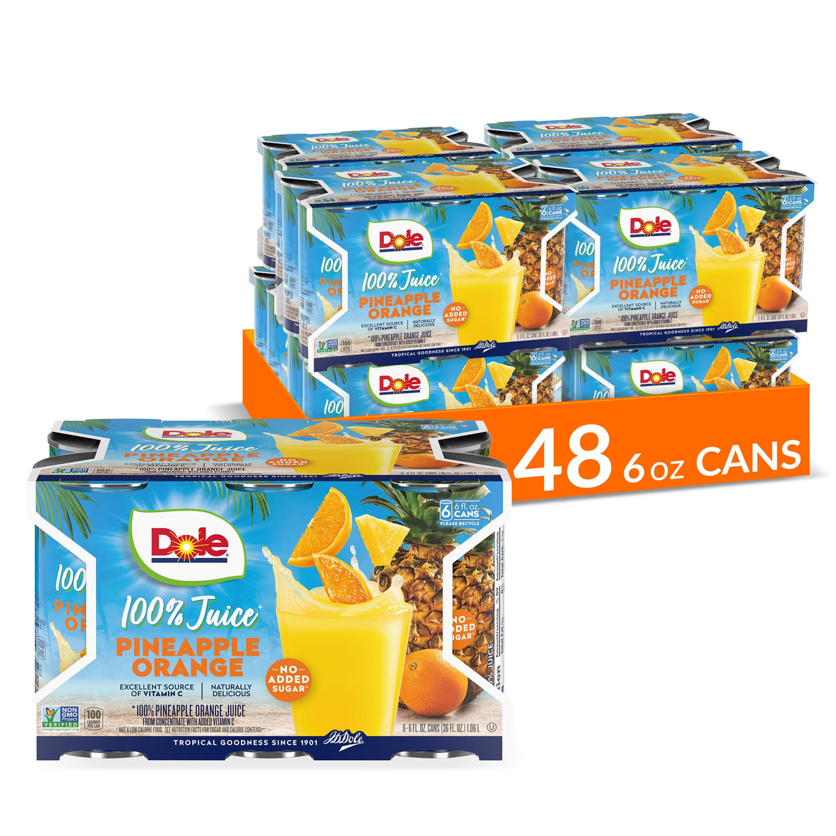 48 Pack Dole Pineapple Orange 100% Juice Cans (OU)