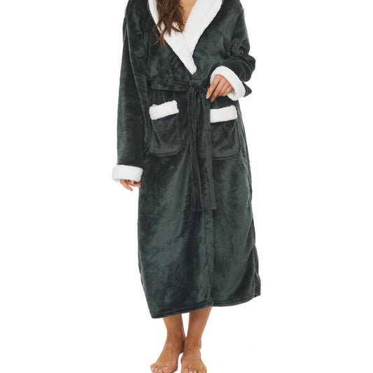 Fleece Women's Hooded Bathrobe for Spa & Home