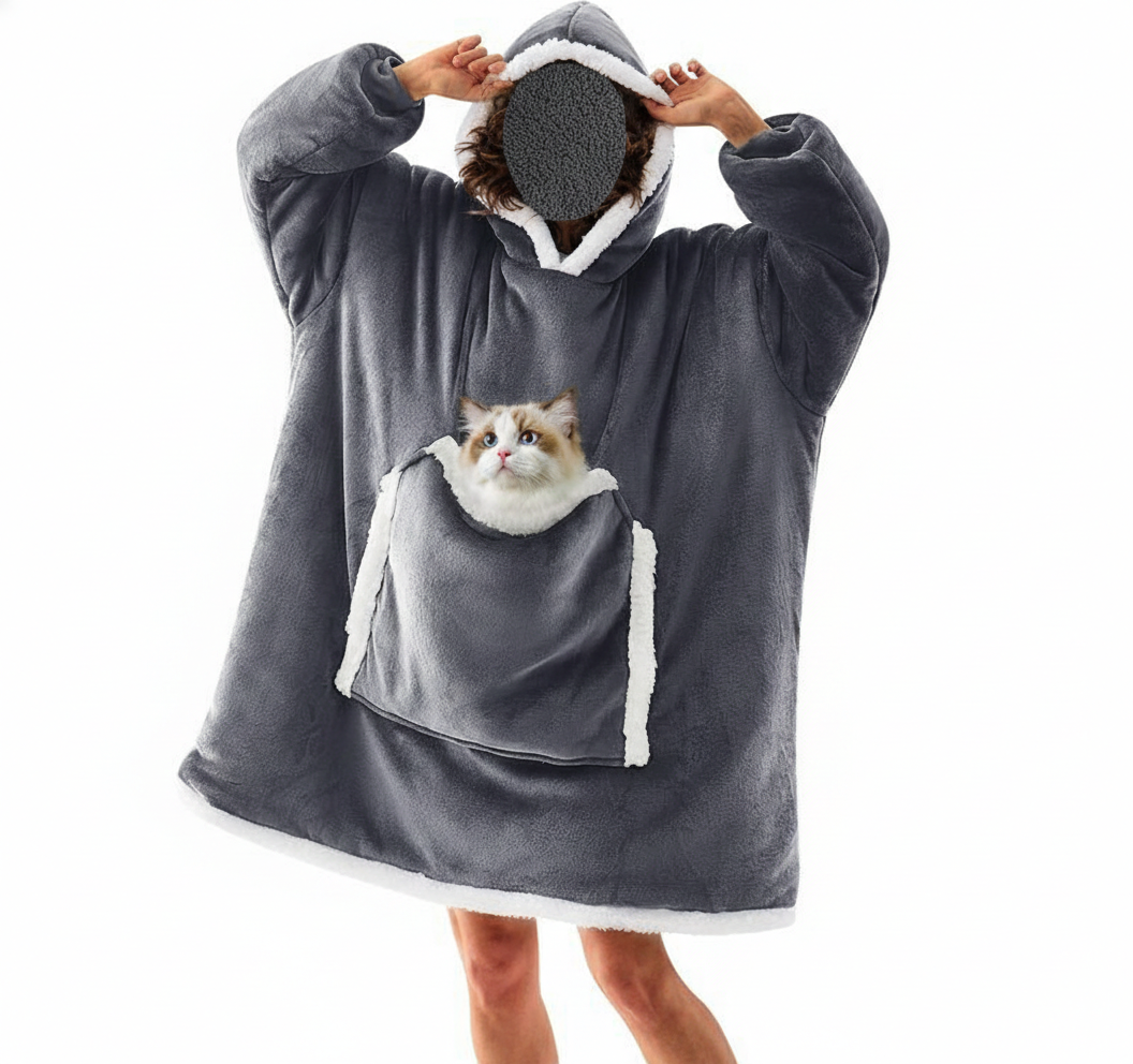 Oversized Sherpa Wearable Blanket Hoodie with Pocket