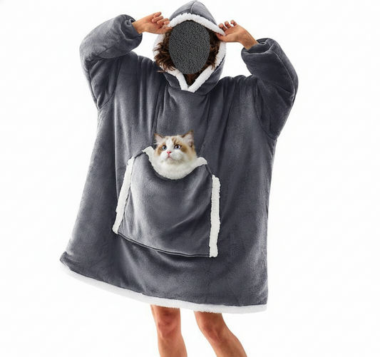 Oversized Sherpa Wearable Blanket Hoodie with Pocket