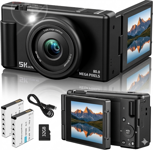5K 80MP Autofocus Digital Vlogging Camera Bundle