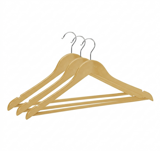 3 Pack Simplify Wooden Hangers with Rolling Bar