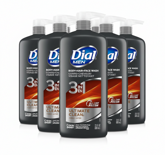 6 Pack Dial Men 3-in-1 Body Wash 16oz