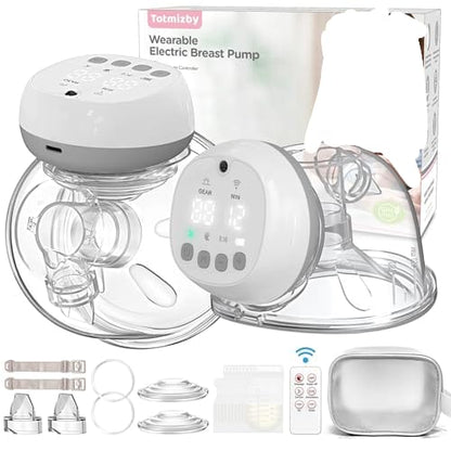 Hands Free Breast Pump Wearable Breast Pump 12 Levels 3 Modes Double Portable Electric Breast Pump w/Remote Control,140°Soft Silicone,LCD,1200mAh Battery,Low Noise Leak-Proof Painless Breastfeeding