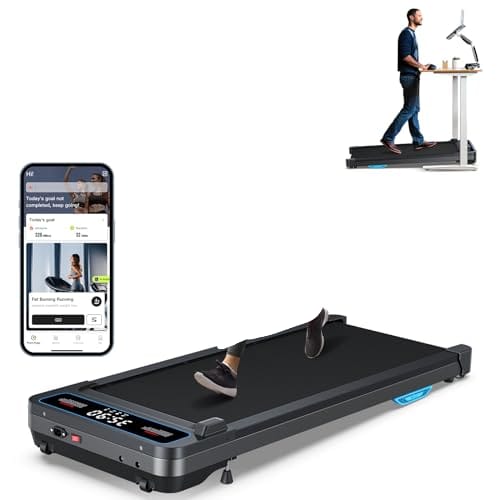 Under Desk Walking Pad Treadmill: [Voice Controlled] Smart Incline Treadmill Works with ZWIFT KINOMAP WELLFIT APP for Home Office - 265Lbs Capacity Quiet Treadmills with LED Screen Remote Control