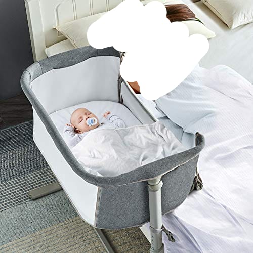 RONBEI Baby Bassinet Bedside Sleeper, Easy to Assemble Bassinets for Baby/Infants, Height Adjustable Bedside Bassinet for Newborn Baby