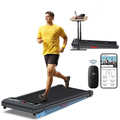 COZYINN Incline Walking Pad Treadmill: 2.5HP Under Desk Walking Pad for Home Office with 300lbs Capacity - Quiet Portable Treadmills with LED Screen Remote Control ZWIFT KINOMAP WELLFIT APP Control