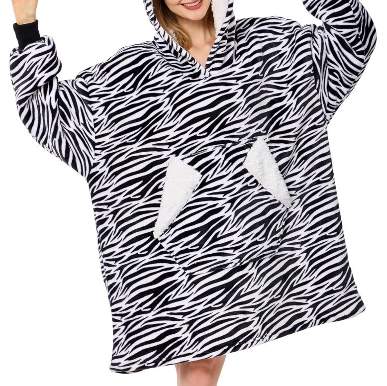 Oversized Wearable Blanket Hoodie Sherpa Fleece With Sleeves