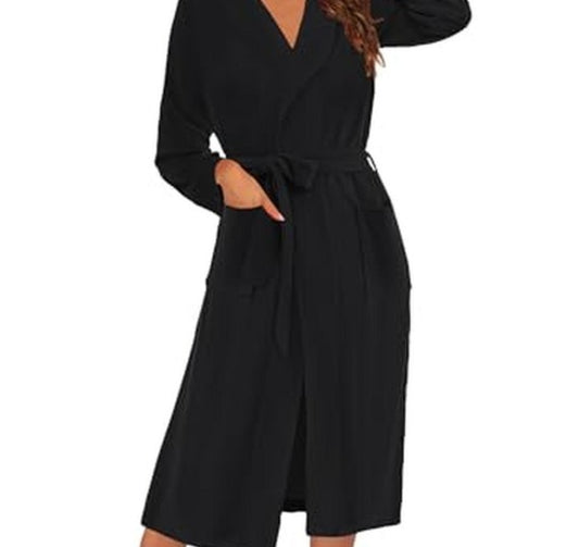 Women's Knit Kimono Bathrobe Lightweight Loungewear with Pockets (10 Colors Available)