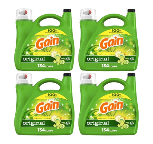 4 Pack 134 Loads 194 fl oz Gain Liquid Laundry Detergent Original Scent