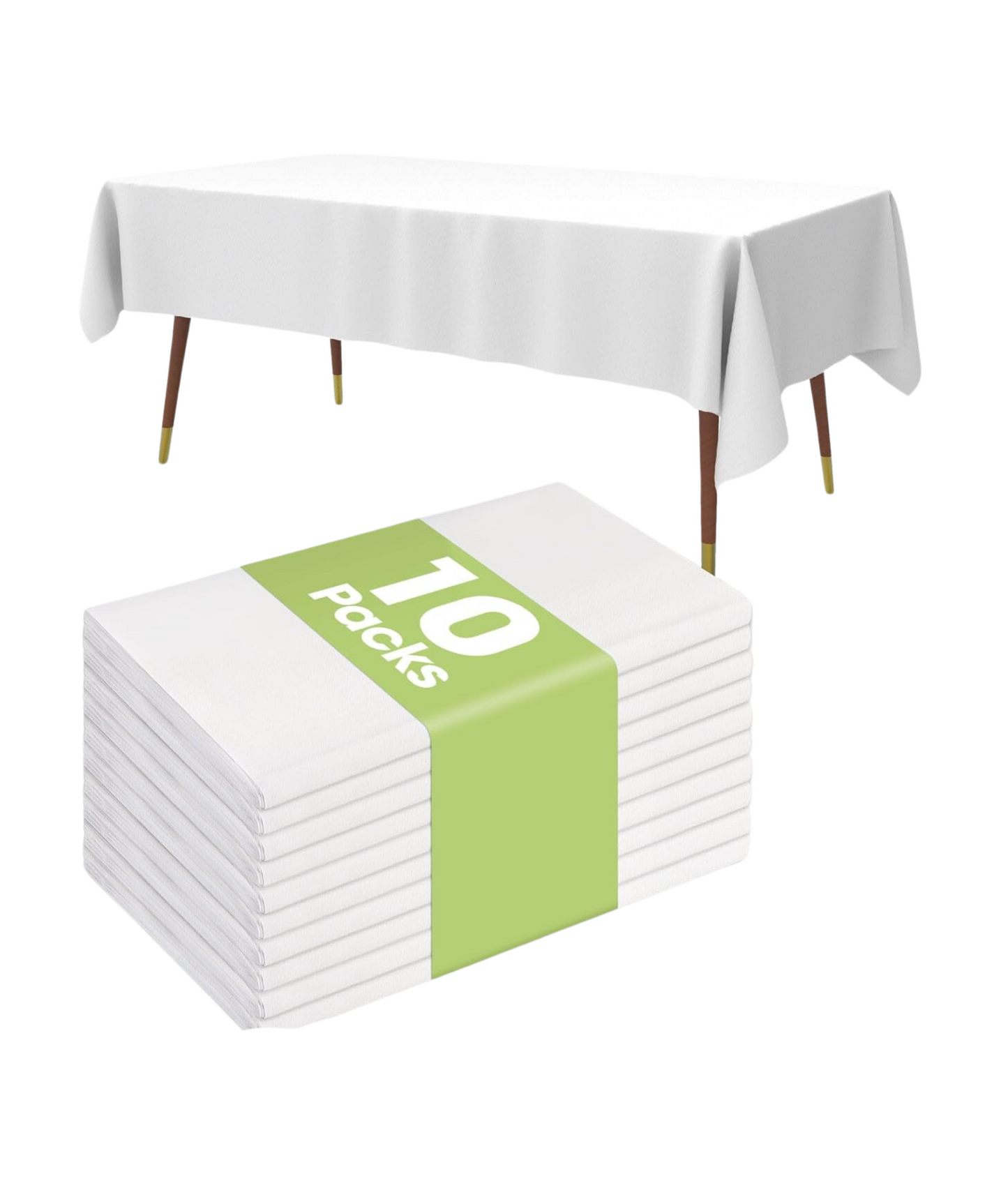 Disposable White Plastic Tablecloths for Parties - 10 Pack