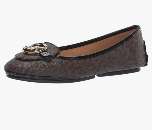 Michael Kors Lillie Moc Brown Mini Mk Logo Semi Lux/Patent 7 M