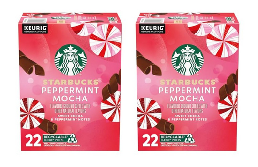 2 Pack 22 Count Starbucks Peppermint Mocha K-Cup Coffee Pods (Add 2 To Your Cart)