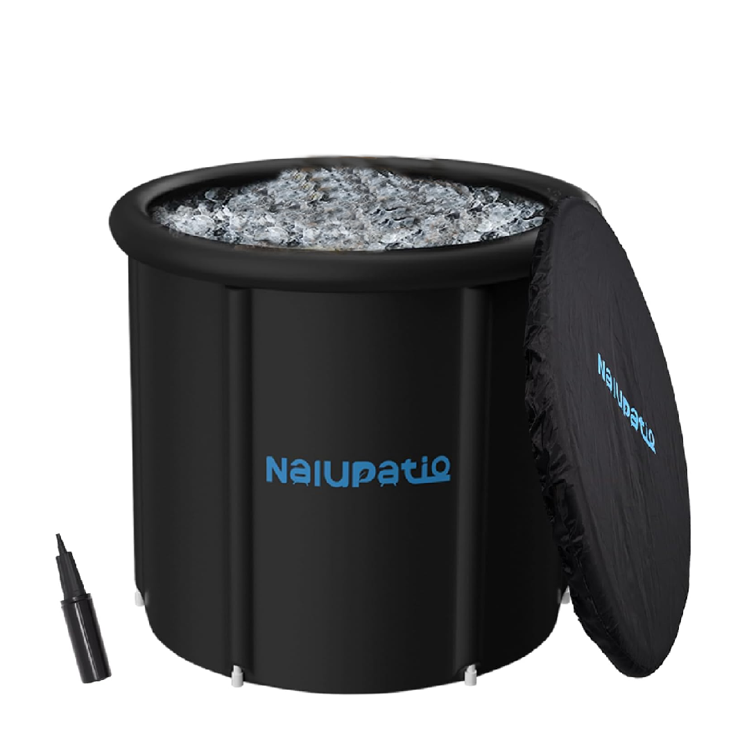 Nalupatio Ice Bath Tub with Lid, 88 Gallons Cold Plunge Tub with Cover, 34'' Portable Freestanding Ice Plunge Tub for Cold Water Therapy Recovery, Large Ice Baths at Home Outdoor for Adults