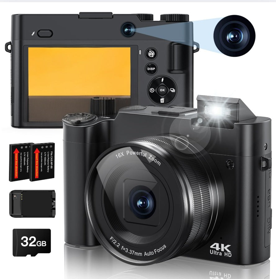 4K 64MP Digital Camera with 16X Zoom