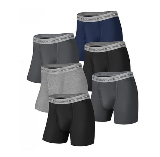 6 Pack Mens Bamboo Boxer Briefs Underwear