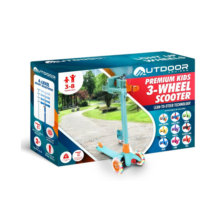3-Wheel Kids Scooter with Adjustable Height T-bar
