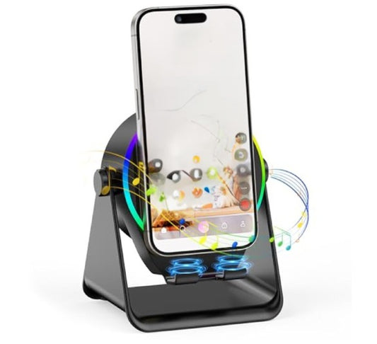 Wireless Induction Bluetooth Speaker with Phone Stand and RGB Light