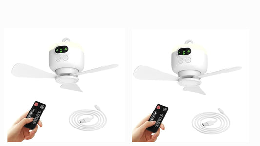 2 Pack 10.6 Inch Rechargeable Camping Fan with Light Hook