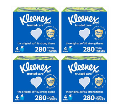 4 Pack Kleenex Facial Tissues 2-Ply 70 Count