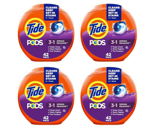 4 Pack 42 Count Tide PODS 3-in-1 Laundry Detergent