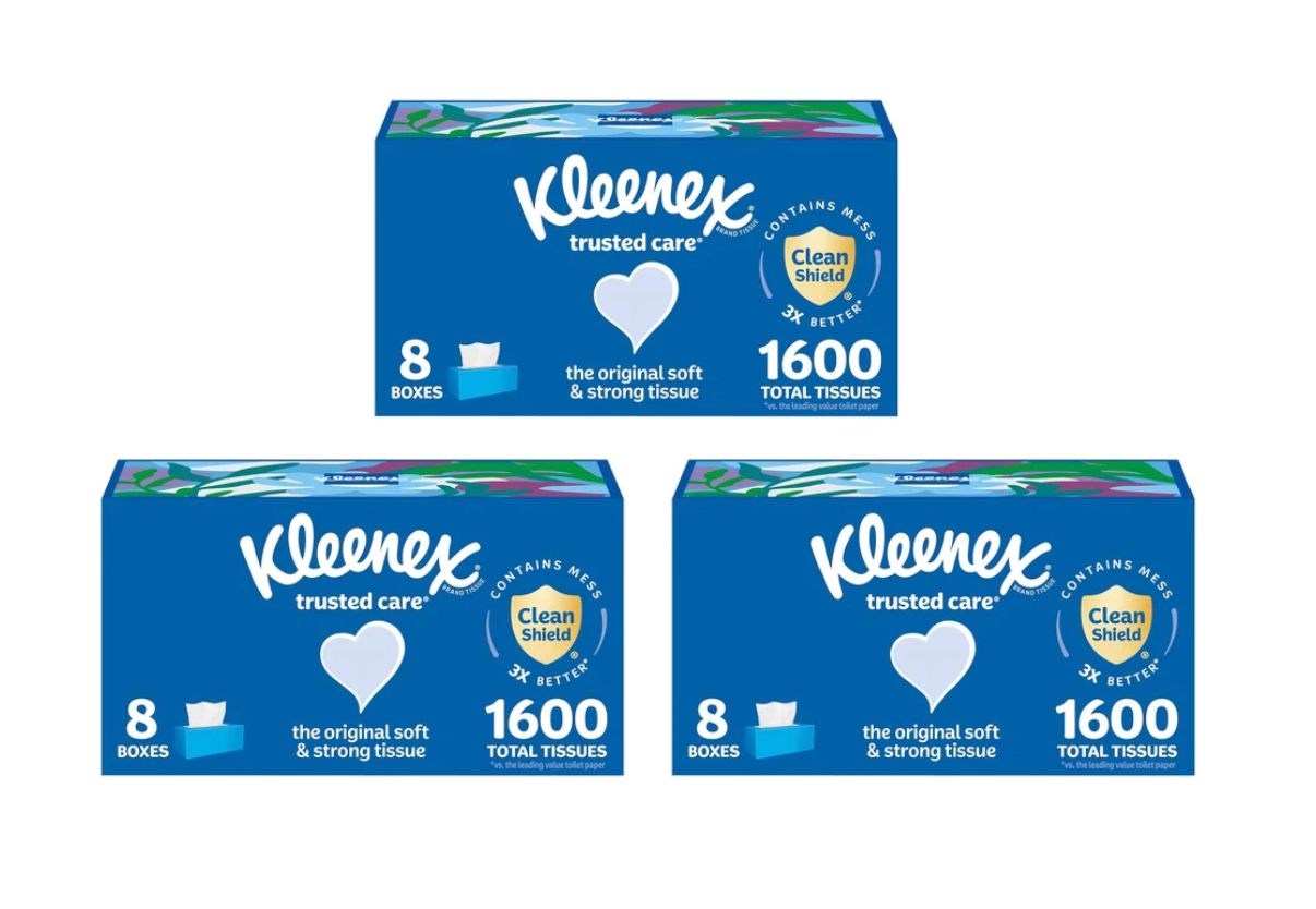 24 Pack Kleenex Facial Tissue Boxes = 4800 Total Tissues