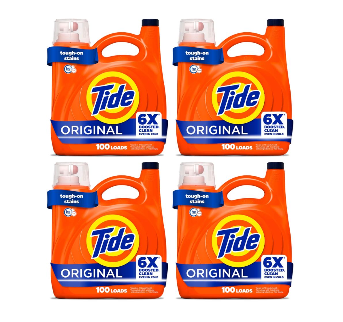 4 Pack 125 fl oz Tide Liquid Laundry Detergent Original Scent