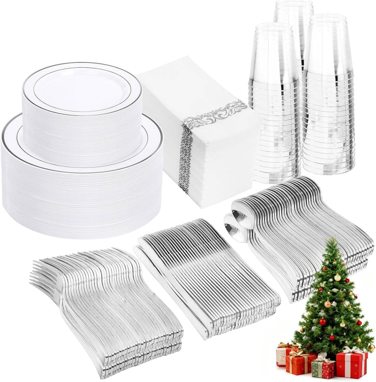 350 Pack Plastic Dinnerware Set Disposable Plates