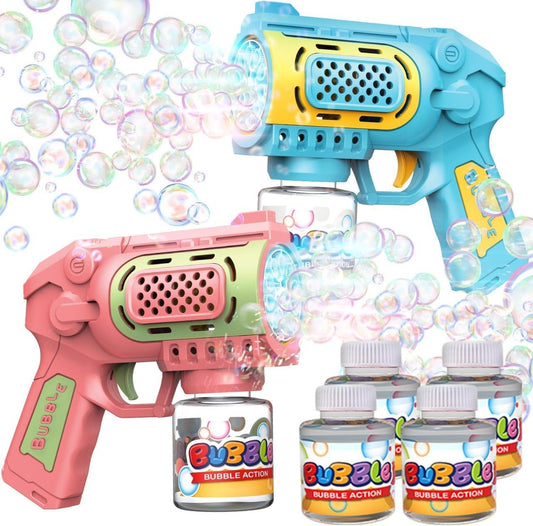 2 Pack Automatic Bubble Guns with Solution