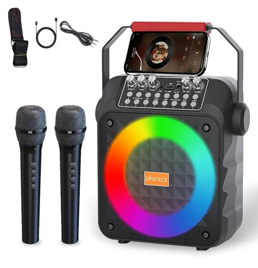 2 Wireless Microphone Karaoke Machine with Bluetooth Speaker