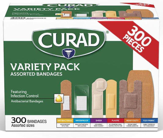 300 Count Assorted Adhesive Bandages Variety Pack