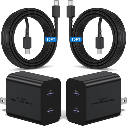 2 Pack 45W Dual Port USB C Wall Charger